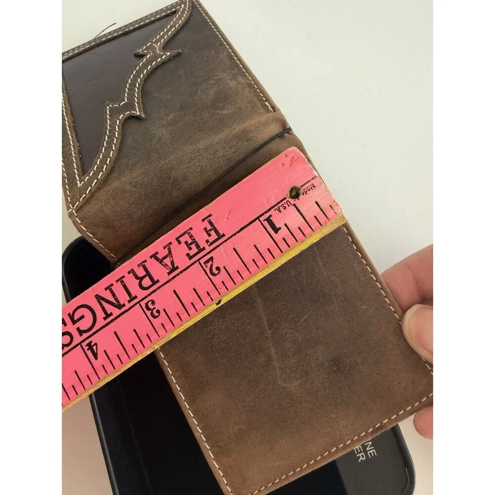 American Bison Men’s Brown Logo Genuine Leather Wallet Two Tone Materials